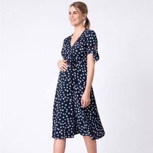 Seraphine Maternity Wrap Dress size 6 navy